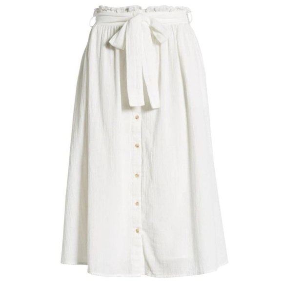 Vero Moda Sammi Tie Waist Cotton Midi Skirt In Snow White Size Small NWT - Picture 3 of 6